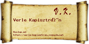 Verle Kapisztrán névjegykártya